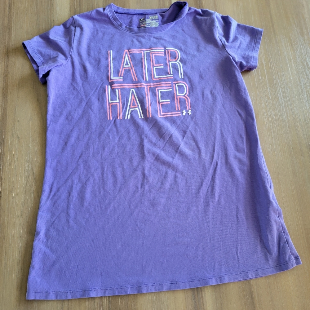 Under armour youth large Girls Tshirt purple